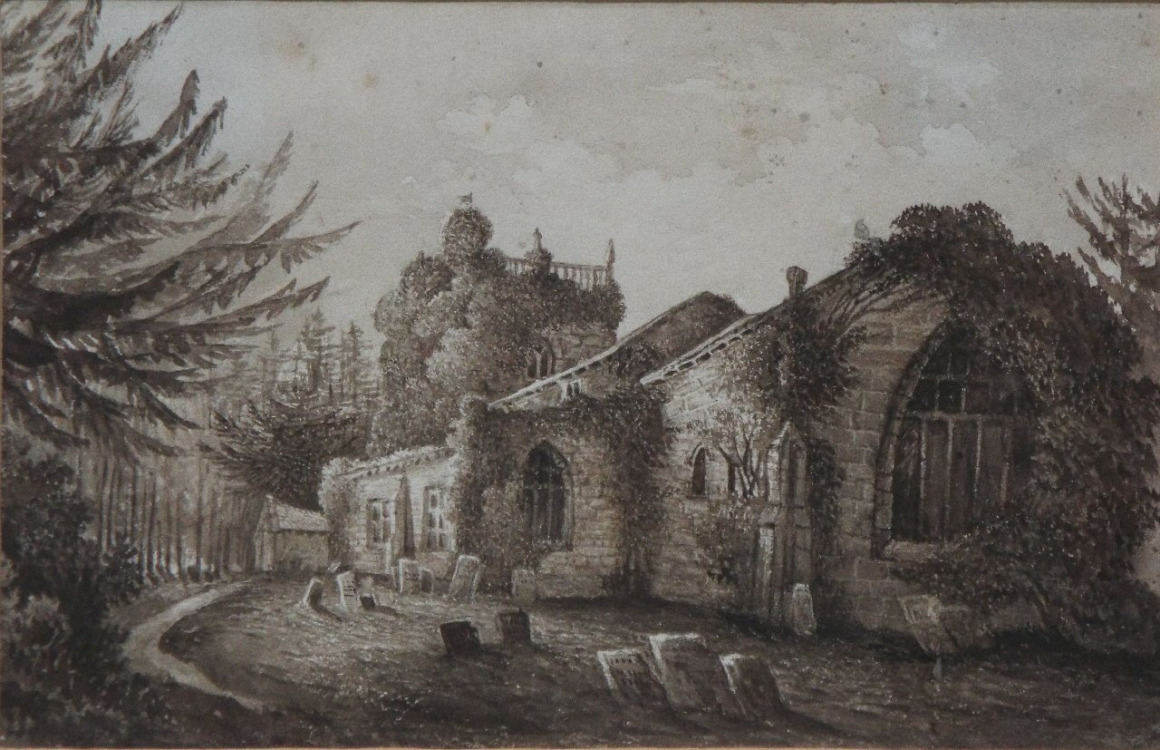 Sepia watercolour - Sudbury Church